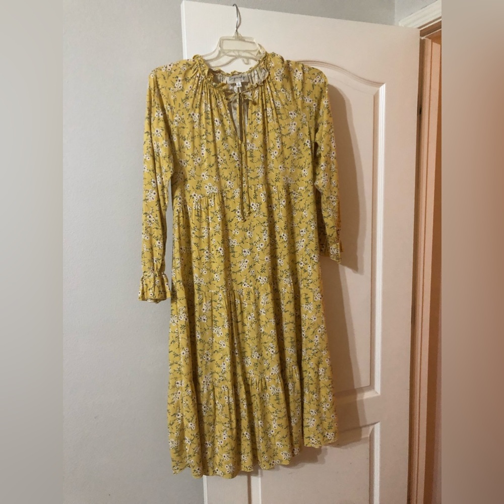 Signify yellow color and flowers dress Size S